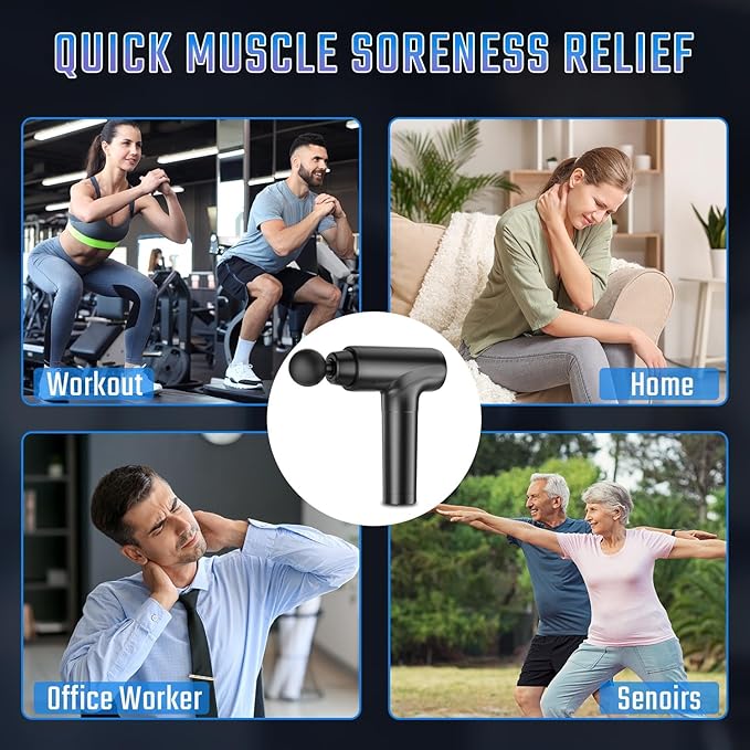 cotsoco Massage Gun Deep Tissue, Muscle Massage Gun with 9 Attachment Heads 20 Speeds & Silent Brushless Motor for Pain Relief, Handheld Percussion Back Massager Gun for Athletes(Black)