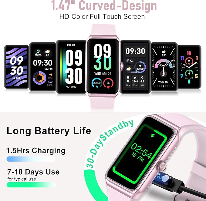 Fitness Tracker with 24/7 Heart Rate,Blood Pressure Sleep Tracking,104 Sports Modes Calories Smart Watch,IP68 Waterproof Step Counter Activity Trackers Pedometer for Android&iPhone Women Men