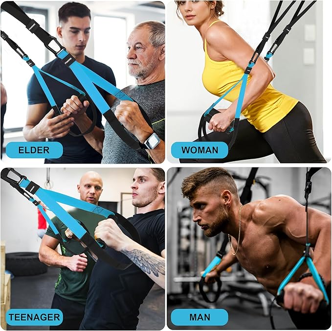 Home Resistance Training Kit | Full-Body Workout with Suspension Trainer Straps, Door Anchor, Handles, and Carrying Bag | Complete Home Gym Equipment