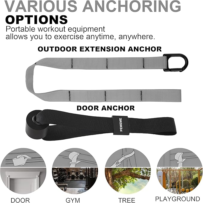 Home Resistance Training Kit | Full-Body Workout with Suspension Trainer Straps, Door Anchor, Handles, and Carrying Bag | Complete Home Gym Equipment
