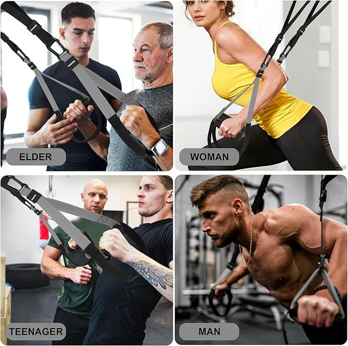 Home Resistance Training Kit | Full-Body Workout with Suspension Trainer Straps, Door Anchor, Handles, and Carrying Bag | Complete Home Gym Equipment