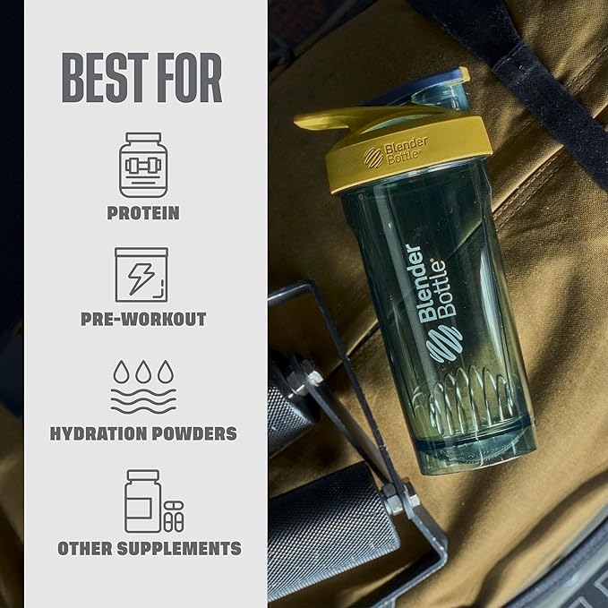BlenderBottle Sport Shaker Bottle with Wire Whisk, 24-Ounce, Yellow – Protein Shakes & Hydration for Athletes & Fitness Enthusiasts, Easy Mixing, Durable & Lightweight, Lockable Lid