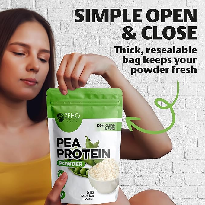 Pea Protein Powder – 5 lb Plant-Based Protein – Isolate Powder for Beverages, Snacks, Shakes – Clean, Unflavored Taste – Diet-Friendly and Easy to Digest – Resealable Pouch