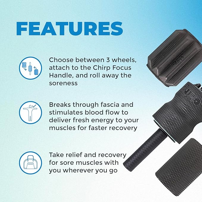 Chirp 3-in-1 Muscle Roller and Foam Roller Set - Customizable Recovery Massager for Targeted Deep Tissue Massage, Back Pain Relief, Pressure Point Therapy, and Exercise - 4 Pack, Mint
