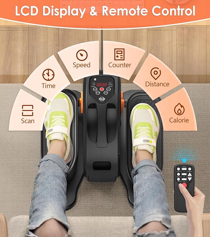 2025 New Under Desk Elliptical Machine,Portable Seated Pedal Exercise Machine for Seniors,Mini Ellipse Leg Exerciser with 12 Adjustable Speeds&Remote Control,Quiet&Compact for Home Office