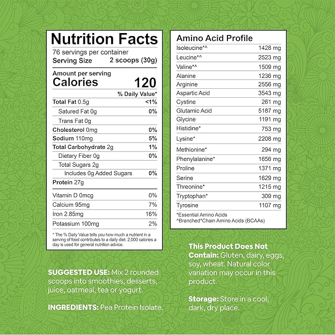 Pea Protein Powder – 5 lb Plant-Based Protein – Isolate Powder for Beverages, Snacks, Shakes – Clean, Unflavored Taste – Diet-Friendly and Easy to Digest – Resealable Pouch