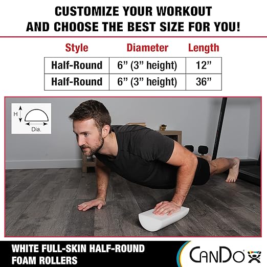 Cando 30-2340 Full-Skin PE Foam Roller for Muscle Restoration, Massage Therapy, Sport Recovery and Physical Therapy, White, 6" Width, 36" Length