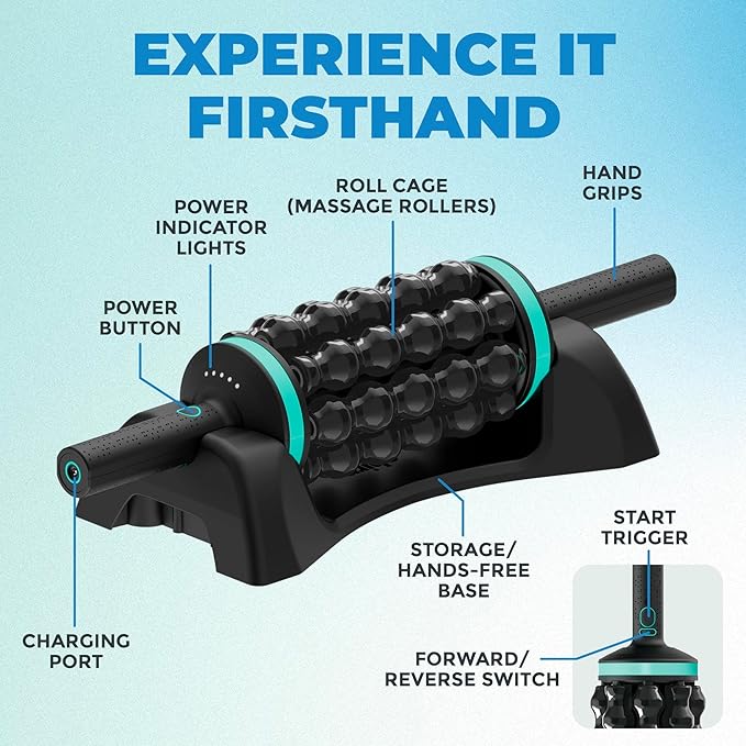 Chirp Ultimate Wellness Bundle Wheel XL Back Massage Roller, RPM Percussive Massager, 3-Piece Foam Roller Set for Back & Neck Pain Relief, Recovery, Physical Therapy, Mint