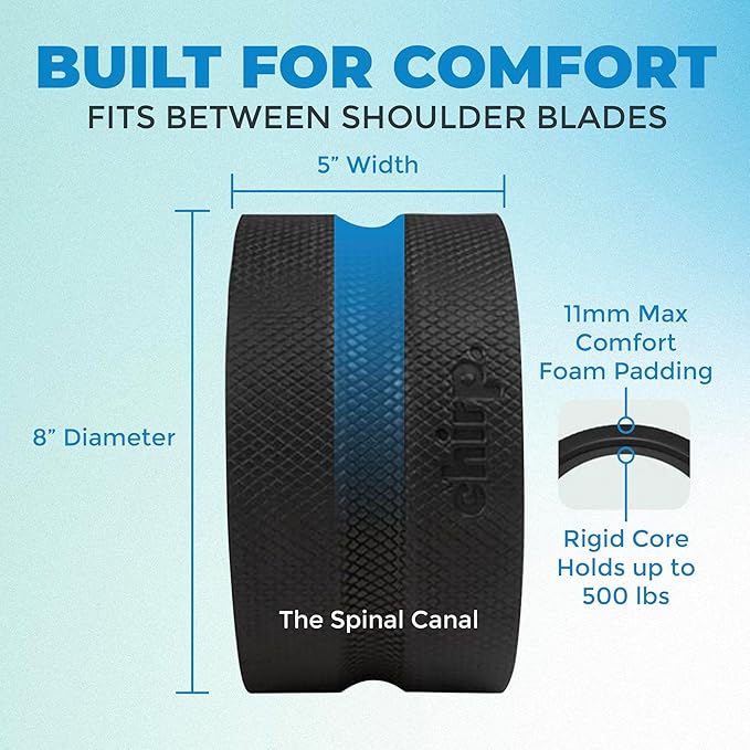 Chirp Wheel Pro Vibrating Massage Roller - 3 Speed Electric Massager for Back Pain Relief & Muscle Therapy, Workout Recovery, Physical Therapy, Yoga Massage | High Density Foam, 8" Black Up to 500 lbs