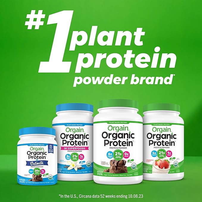 Orgain Organic Vegan Protein Powder, Vanilla Bean + Chocolate Fudge - 21g Plant Based Protein (2.03 Lb Each)