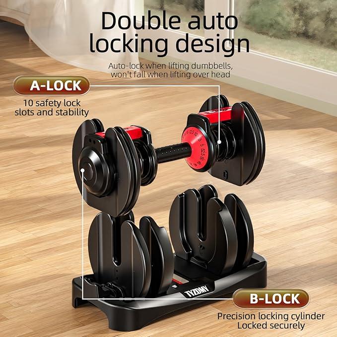 Adjustable Dumbbells Set of 2，Free Weights Dumbbells Set，Adjustable Dumbbell Set，52.5 lbs pair 105 lbs，15 in 1，for Men/Women Gym Equipment for Home Strength Training Equipment