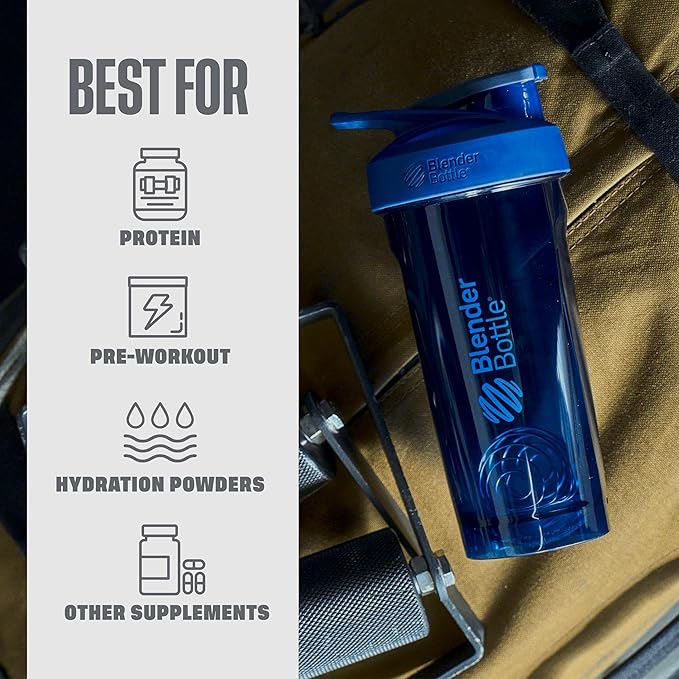 BlenderBottle Sport Shaker Bottle with Wire Whisk, 28-Ounce, Blue – Protein Shakes & Hydration for Athletes & Fitness Enthusiasts, Easy Mixing, Durable & Lightweight, Lockable Lid