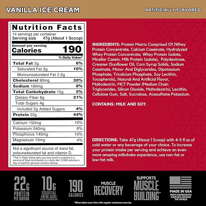 BSN SYNTHA-6 Premium Protein Powder with 6g of Fiber, Whey Protein, Micellar Casein, Milk Protein Isolate Blend, 5g Fat, Vanilla Ice Cream, 14 Servings (Packaging May Vary)