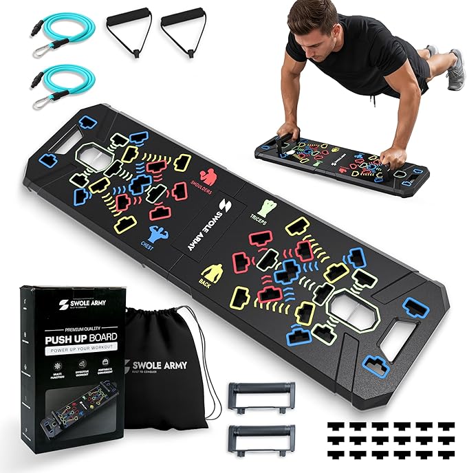 Solid Push Up Board | 20-in-1 Home Workout Equipment | Multi-Functional Pushup Board For Men & Women | Professional Pushup Stands For Chest Muscles