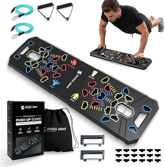 Solid Push Up Board | 20-in-1 Home Workout Equipment | Multi-Functional Pushup Board For Men & Women | Professional Pushup Stands For Chest Muscles