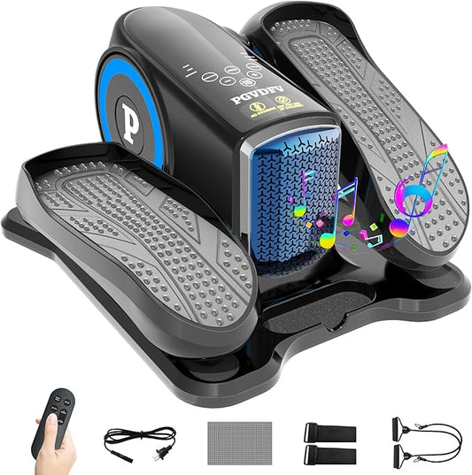 Under Desk Elliptical Machine, Elliptical Leg Exerciser with Bluetooth Speaker, 12 Adjustable Speeds, Auto & Manual Modes, Remote Control & LCD Touchscreen Ideal for Seniors