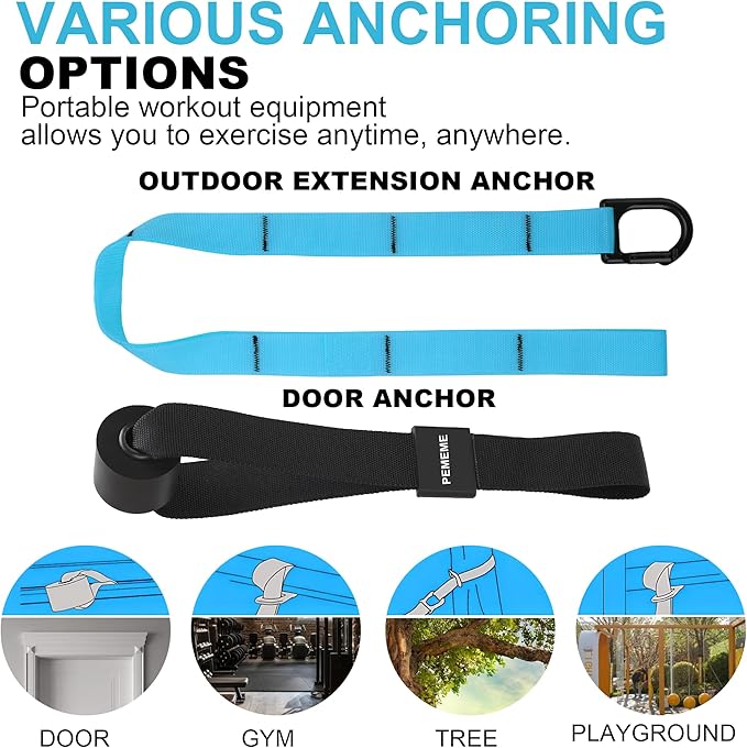 Home Resistance Training Kit | Full-Body Workout with Suspension Trainer Straps, Door Anchor, Handles, and Carrying Bag | Complete Home Gym Equipment