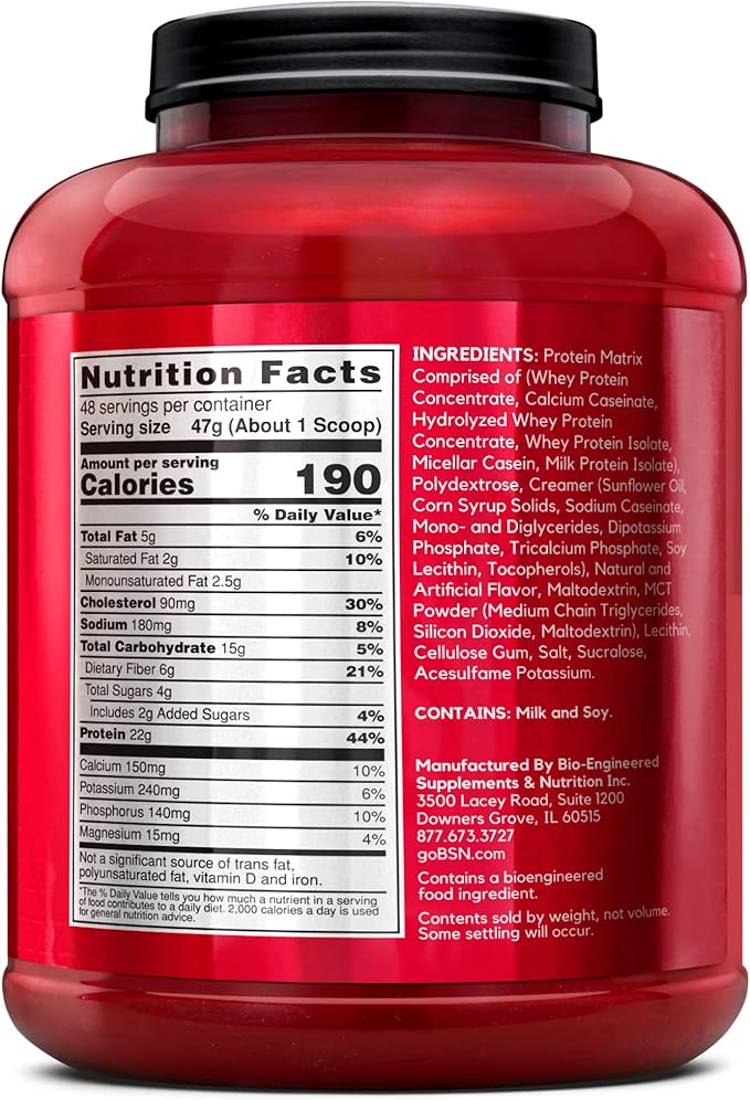 BSN SYNTHA-6 Whey Protein Powder, Micellar Casein, Milk Protein Isolate Powder, Vanilla Ice Cream, 5 Pounds, 48 Servings (Pack of 1) - Package May Vary