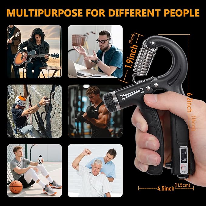 JKSHMYT Grip Strength Trainer Kits (5 Pack), Adjustable Resistance Forearm Strengthener, Hand Gripper Strengthener for Muscle Building and Injury Recovery for Athletes