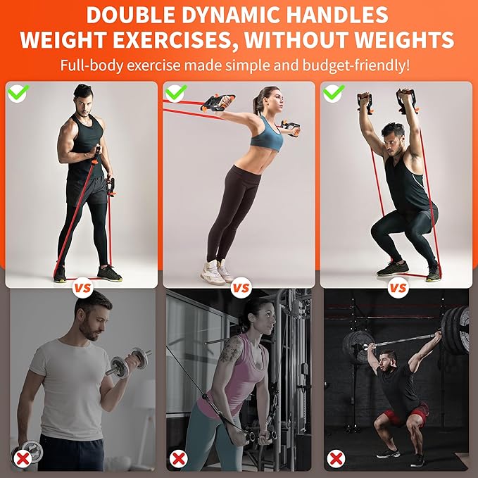 [2025 New] Northdeer Resistance Band with Patented Adjustable Handles, Exercise Band, Adjust Resistance Levels Instantly by Changing Band Length for Home Gym Yoga Pilates Full Body for Men Women