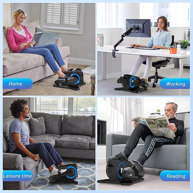 Under Desk Elliptical Machine, Elliptical Leg Exerciser with Bluetooth Speaker, 12 Adjustable Speeds, Auto & Manual Modes, Remote Control & LCD Touchscreen Ideal for Seniors