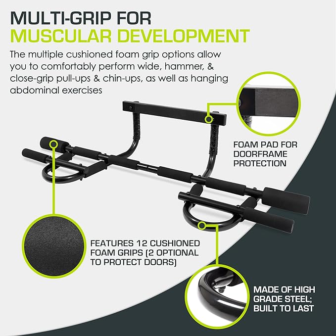 ProsourceFit Wall-Mounted Pull-Up/Chin-Up Bar, Heavy Duty 300 lb. Capacity, Black