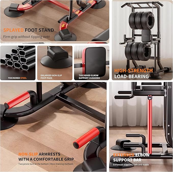 Adjustable Pull Up Bar for Home with Backrest - 6-Level Height Adjustment (69-94.5 inches) - 352lb Capacity - Carbon Steel Frame for Stability - Train Back, Abs, Chest