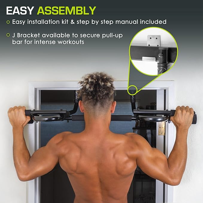 ProsourceFit Wall-Mounted Pull-Up/Chin-Up Bar, Heavy Duty 300 lb. Capacity, Black