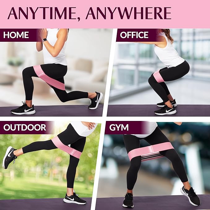 Gymbee Premium Resistance Bands for Working Out - Exercise Bands to Workout Glutes, Thighs & Legs - No Slip Cloth Booty Bands for Gym & Home Fitness, Yoga, Strength & Pilates for Men/Women - 3 Levels