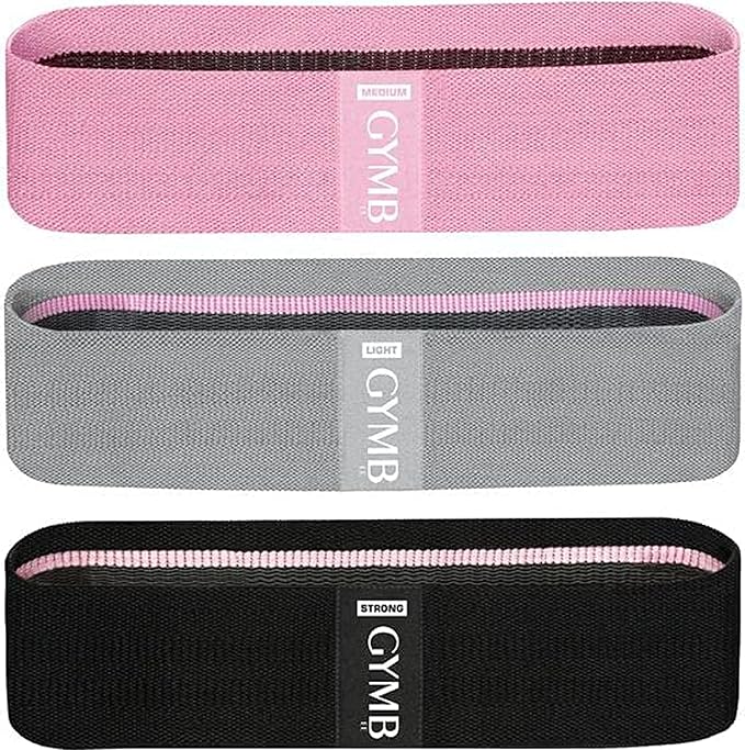 Gymbee Premium Resistance Bands for Working Out - Exercise Bands to Workout Glutes, Thighs & Legs - No Slip Cloth Booty Bands for Gym & Home Fitness, Yoga, Strength & Pilates for Men/Women - 3 Levels