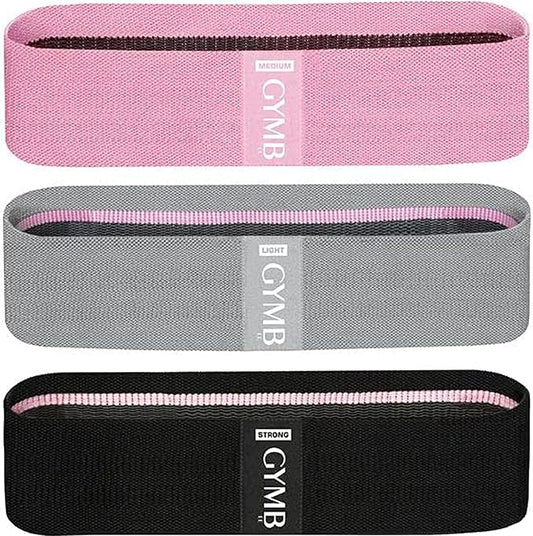 Gymbee Premium Resistance Bands for Working Out - Exercise Bands to Workout Glutes, Thighs & Legs - No Slip Cloth Booty Bands for Gym & Home Fitness, Yoga, Strength & Pilates for Men/Women - 3 Levels
