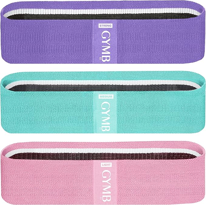 Gymbee Premium Resistance Bands for Working Out - Exercise Bands to Workout Glutes, Thighs & Legs - No Slip Cloth Booty Bands for Gym & Home Fitness, Yoga, Strength & Pilates for Men/Women - 3 Levels