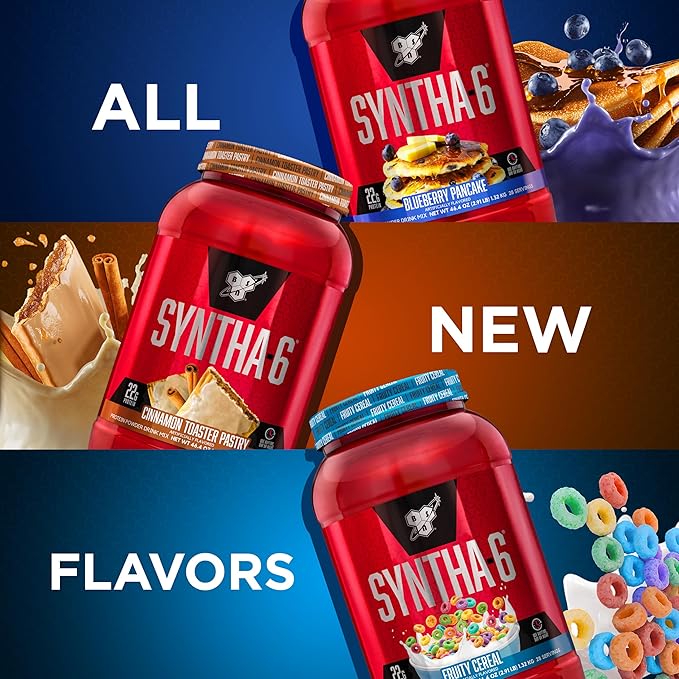 BSN SYNTHA-6 Premium Protein Powder with 6g of Fiber, Whey Protein, Micellar Casein, Milk Protein Isolate Blend, 5g Fat, Cinnamon Toaster Pastry, 28 Servings (Packaging May Vary)